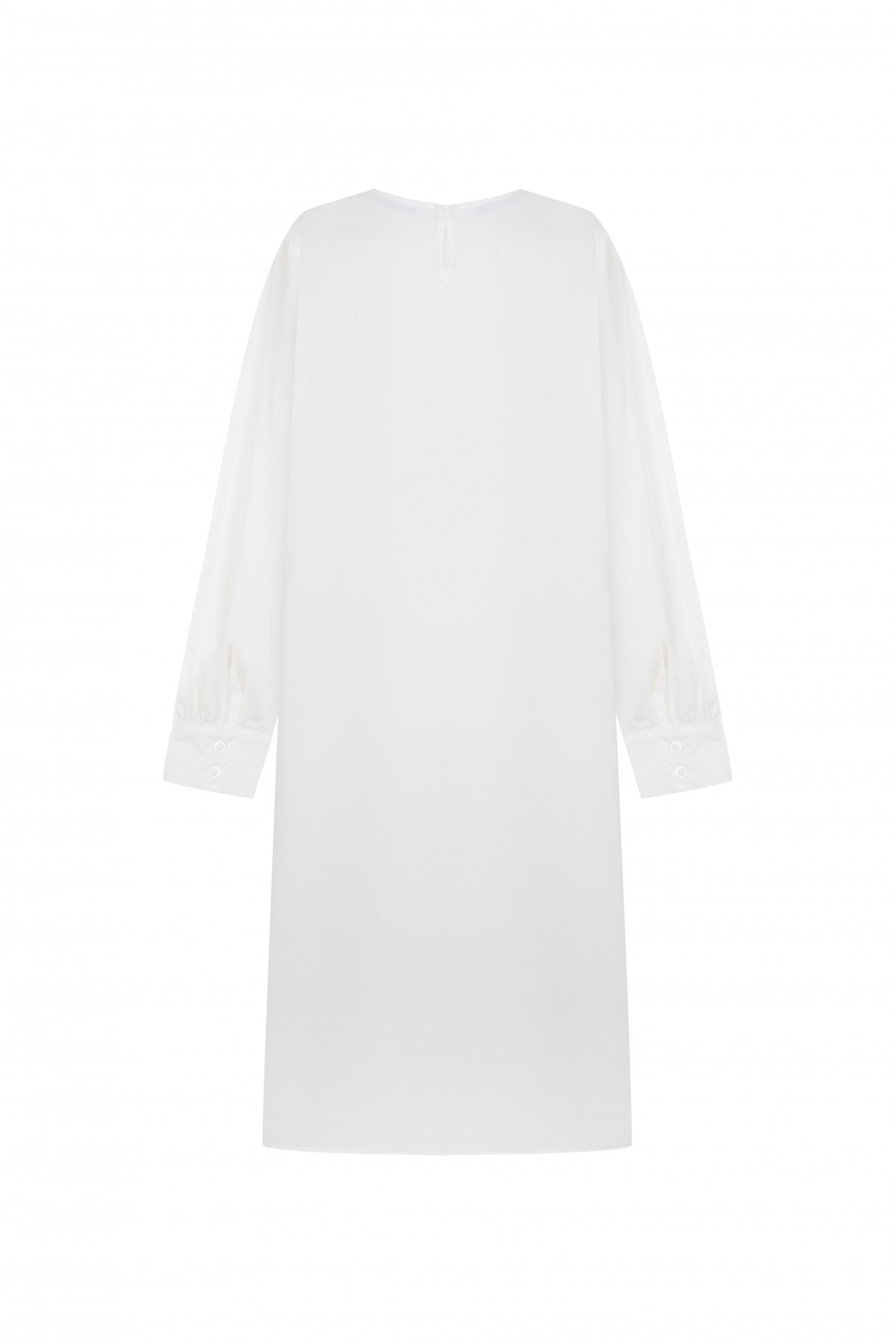 FATTUM Lightweight Balloon Sleeve Long basic Tunic with Manşet White