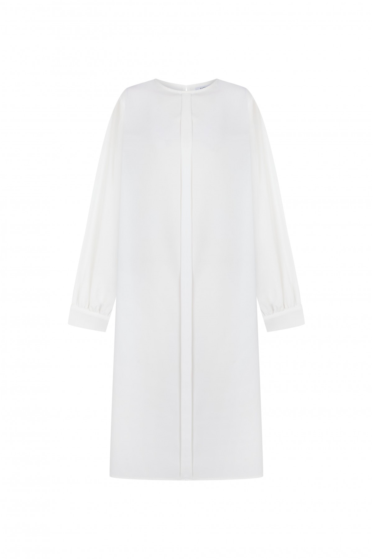 FATTUM Lightweight Balloon Sleeve Long basic Tunic with Manşet White