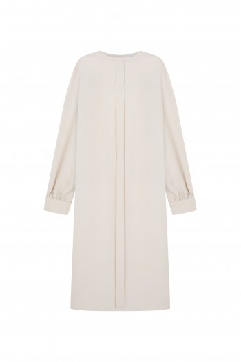 FATTUM Light Balloon Sleeved Long Basic Tunic with Headline Cream