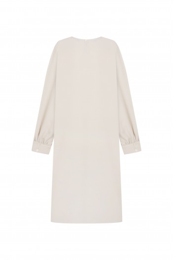 FATTUM Light Balloon Sleeved Long Basic Tunic with Headline Cream