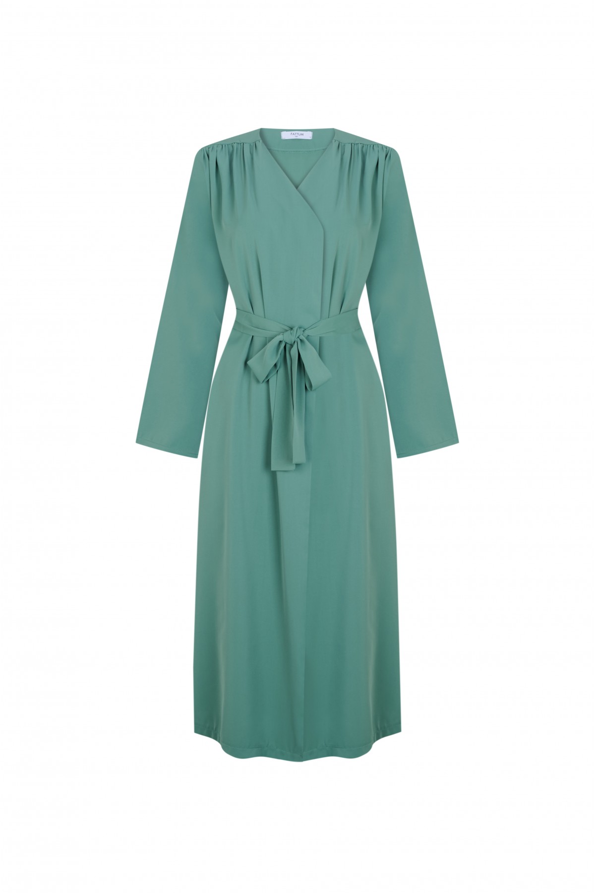 FATTUM Summer Thin Ruched Detail Tunic Cover Pine Green