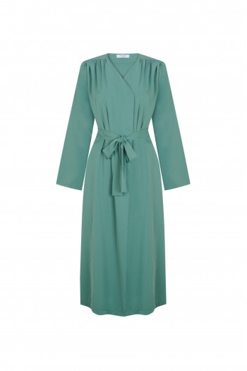 FATTUM Summer Thin Ruched Detail Tunic Cover Pine Green