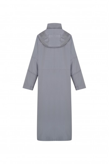 FATTUM Hooded Long Raincoat & Windbreaker Gray