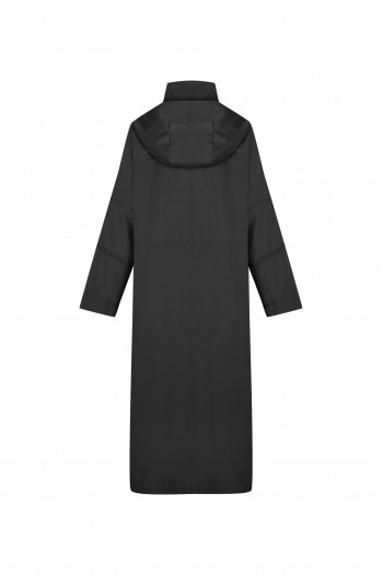FATTUM Hooded Long Raincoat & Windbreaker Black