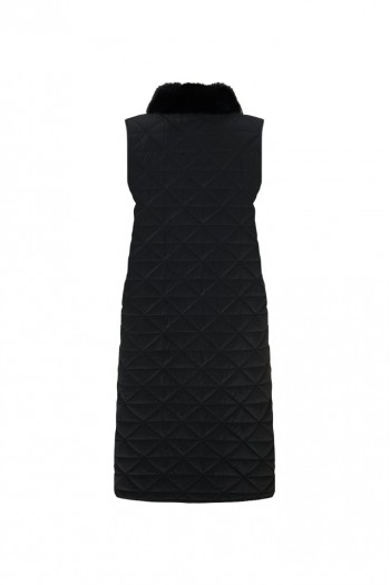 FATTUM Suni Kürk Yakalı, İpek Astarlı Dokulu Uzun Yelek