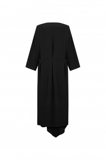 FATTUM Asymmetric Cut Snap Button Top - Short Sleeved Black