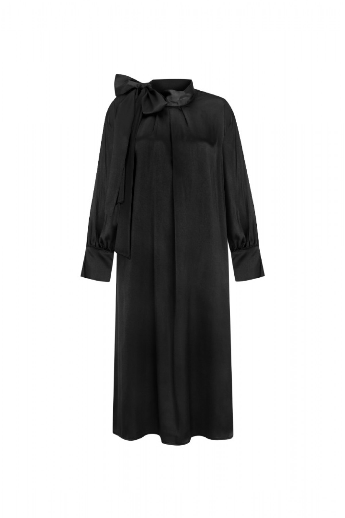 FATTUM Black Tunic with Shawl Collar and Open Cuffs