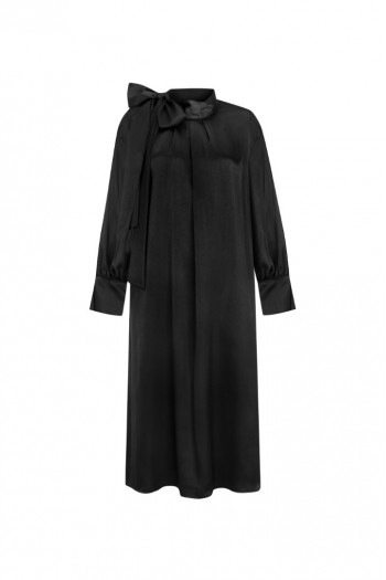 FATTUM Black Tunic with Shawl Collar and Open Cuffs