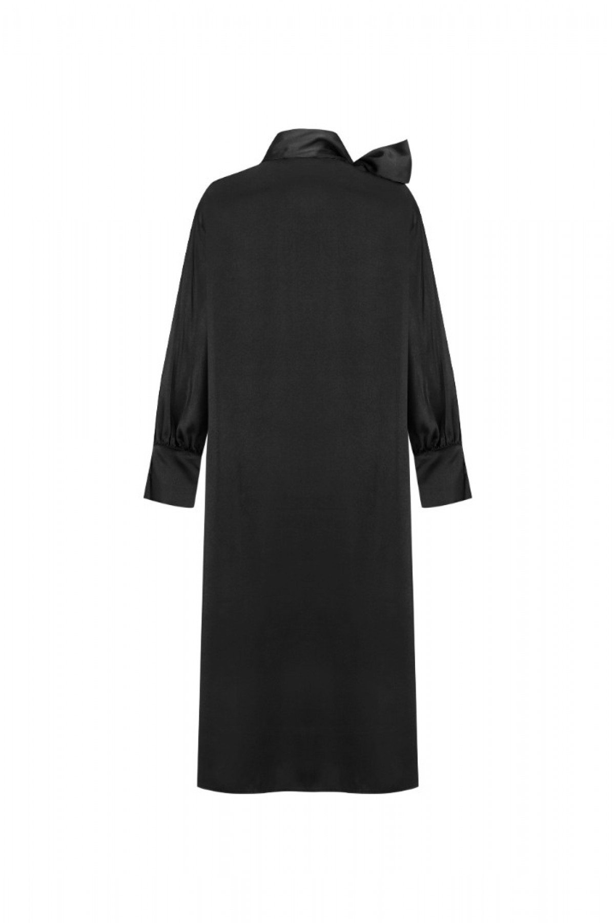 FATTUM Black Tunic with Shawl Collar and Open Cuffs