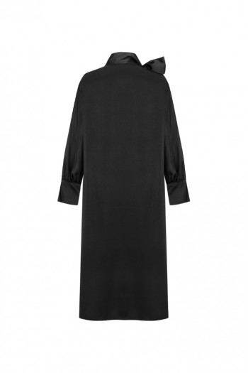 FATTUM Black Tunic with Shawl Collar and Open Cuffs